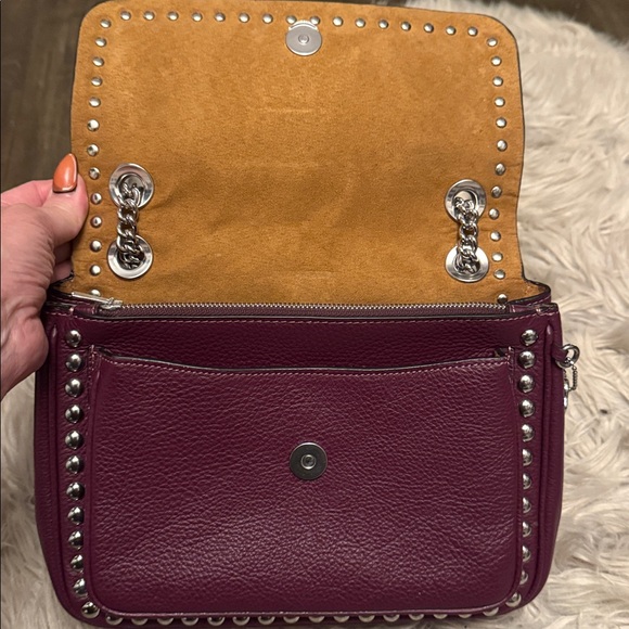 Coach Purple Leather Crossbody Bag with Studs - Picture 2 of 7